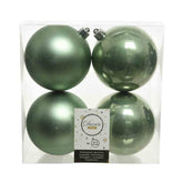 Decoris Shatterproof Baubles Box of 4 Pieces 10cm - Sage Green